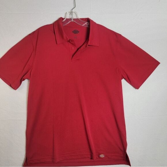 Dickies Polo Shirt Mens Large Red Short Sleeve Three Button Polyester Polo - Picture 7 of 8